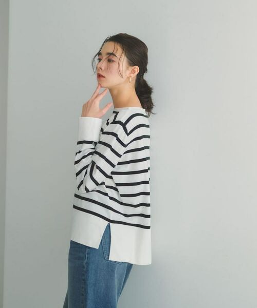 OPAQUE.CLIP / オペーク ドット クリップ ニット・セーター | UV リラクシーボートネックニット／オーガニックコットン混【洗濯機OK】《5col》 | 詳細30