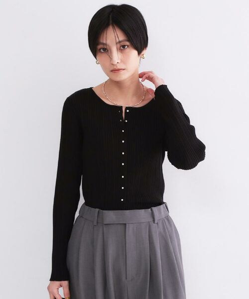 OPAQUE.CLIP / オペーク ドット クリップ カーディガン・ボレロ | シルバー多ボタン ランダムリブニットカーディガン【洗濯機OK】 | 詳細22