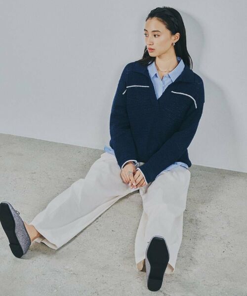 OPAQUE.CLIP / オペーク ドット クリップ ニット・セーター | テープヤーンキーネックニット【洗濯機OK】 | 詳細19