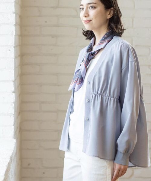 OPAQUE.CLIP / オペーク ドット クリップ カーディガン・ボレロ | ブラウス風Vネックカーディガン【洗濯機OK】 | 詳細19