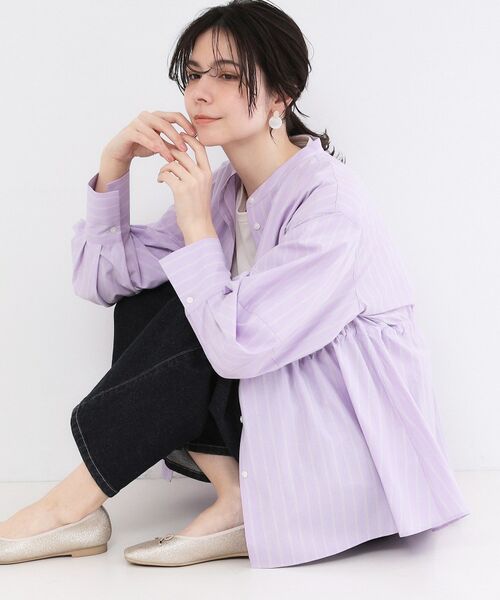 OPAQUE.CLIP / オペーク ドット クリップ シャツ・ブラウス | ストライプペプラムデザインブラウス【洗濯機OK】 | 詳細26