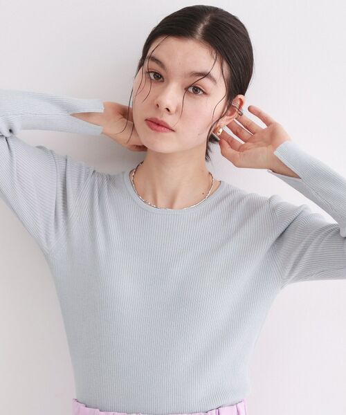 OPAQUE.CLIP / オペーク ドット クリップ ニット・セーター | ラメリブニット【洗濯機OK】（グレー(012)）