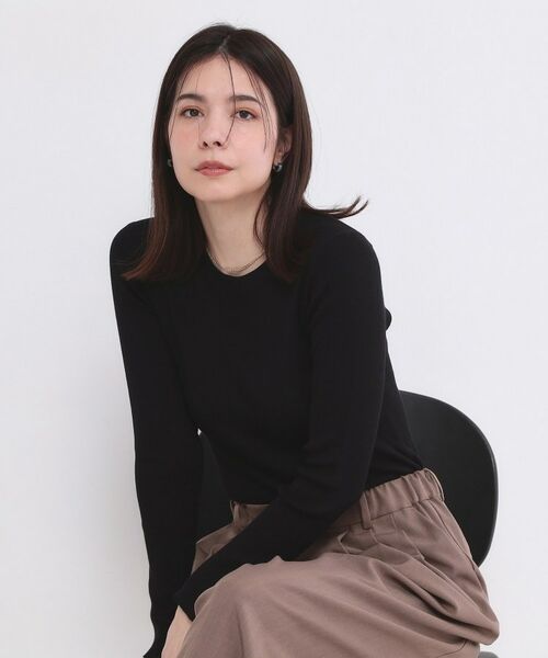 OPAQUE.CLIP / オペーク ドット クリップ ニット・セーター | ラメリブニット【洗濯機OK】（ブラック(019)）