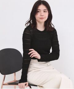 OPAQUE.CLIP / オペーク ドット クリップ ニット・セーター | シアーボーダーリブニット【洗濯機OK】