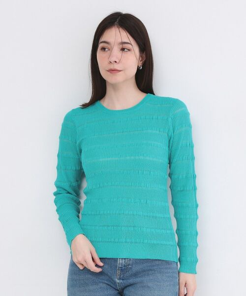 OPAQUE.CLIP / オペーク ドット クリップ ニット・セーター | シアーボーダーリブニット【洗濯機OK】 | 詳細13