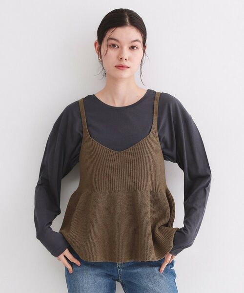 OPAQUE.CLIP / オペーク ドット クリップ キャミソール・チューブトップ | ニットペプラムキャミソール【洗濯機OK】 | 詳細9