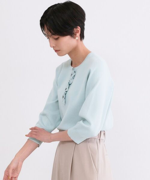 OPAQUE.CLIP / オペーク ドット クリップ ニット・セーター | フリルヘンリーネックニット【洗濯機OK/抗ピル】 | 詳細17