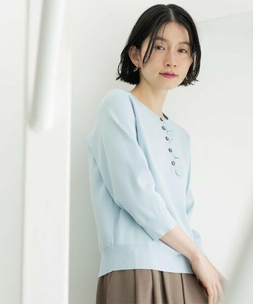 OPAQUE.CLIP / オペーク ドット クリップ ニット・セーター | フリルヘンリーネックニット【洗濯機OK/抗ピル】 | 詳細28