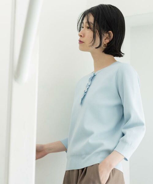 OPAQUE.CLIP / オペーク ドット クリップ ニット・セーター | フリルヘンリーネックニット【洗濯機OK/抗ピル】 | 詳細29