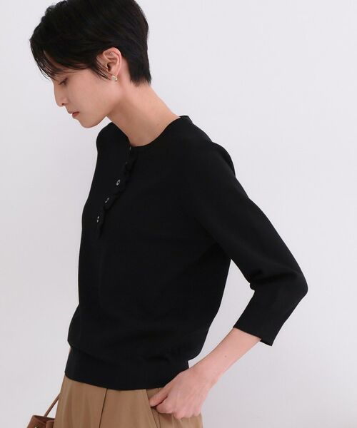 OPAQUE.CLIP / オペーク ドット クリップ ニット・セーター | フリルヘンリーネックニット【洗濯機OK/抗ピル】 | 詳細9