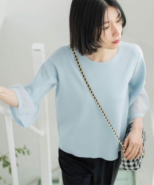 OPAQUE.CLIP / オペーク ドット クリップ ニット・セーター | シアーフレアスリーブニット【洗濯機OK/抗ピル】 | 詳細27