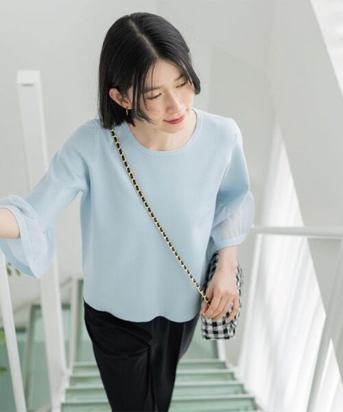 OPAQUE.CLIP / オペーク ドット クリップ ニット・セーター | シアーフレアスリーブニット【洗濯機OK/抗ピル】 | 詳細28