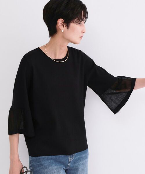 OPAQUE.CLIP / オペーク ドット クリップ ニット・セーター | シアーフレアスリーブニット【洗濯機OK/抗ピル】 | 詳細9