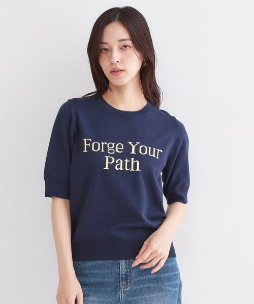 OPAQUE.CLIP / オペーク ドット クリップ ニット・セーター | ロゴジャカードニット【洗濯機OK】 | 詳細13