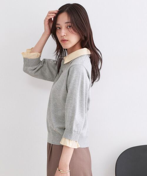 OPAQUE.CLIP / オペーク ドット クリップ ニット・セーター | シャツレイヤード風ポロニット【洗濯機OK】 | 詳細1