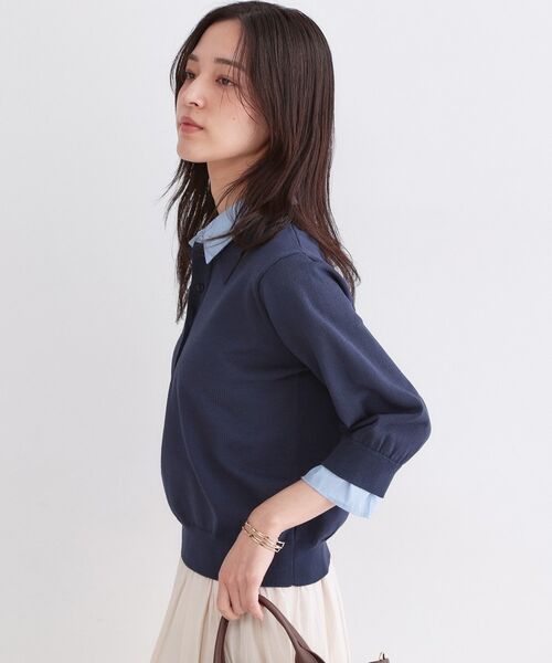 OPAQUE.CLIP / オペーク ドット クリップ ニット・セーター | シャツレイヤード風ポロニット【洗濯機OK】 | 詳細13