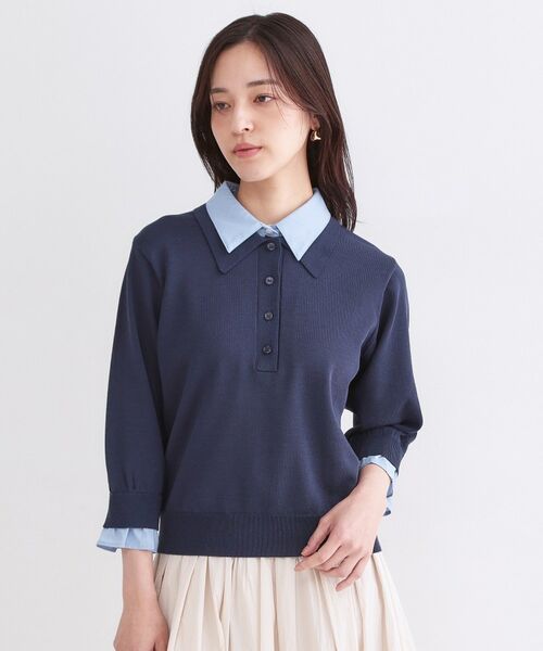 OPAQUE.CLIP / オペーク ドット クリップ ニット・セーター | シャツレイヤード風ポロニット【洗濯機OK】 | 詳細17