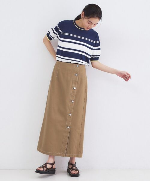 OPAQUE.CLIP / オペーク ドット クリップ ニット・セーター | ランダムボーダーハーフスリーブニット【洗濯機OK】 | 詳細10