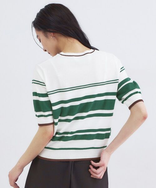 OPAQUE.CLIP / オペーク ドット クリップ ニット・セーター | ランダムボーダーハーフスリーブニット【洗濯機OK】 | 詳細15