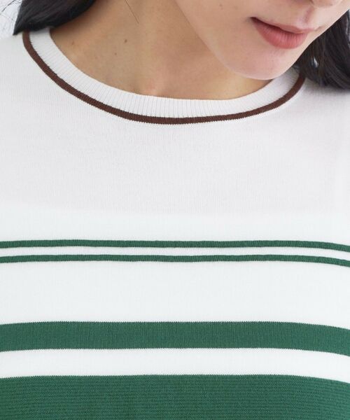 OPAQUE.CLIP / オペーク ドット クリップ ニット・セーター | ランダムボーダーハーフスリーブニット【洗濯機OK】 | 詳細16