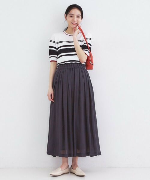 OPAQUE.CLIP / オペーク ドット クリップ ニット・セーター | ランダムボーダーハーフスリーブニット【洗濯機OK】 | 詳細3