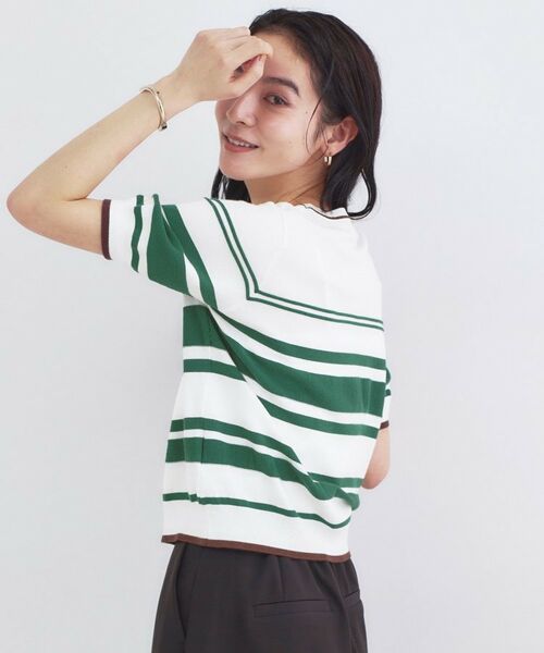 OPAQUE.CLIP / オペーク ドット クリップ ニット・セーター | ランダムボーダーハーフスリーブニット【洗濯機OK】 | 詳細6