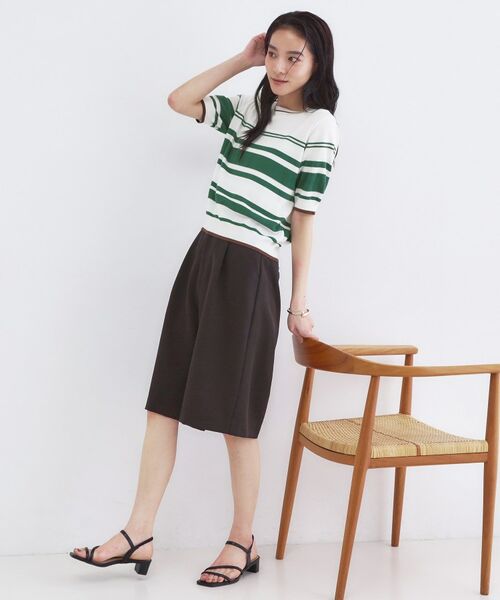 OPAQUE.CLIP / オペーク ドット クリップ ニット・セーター | ランダムボーダーハーフスリーブニット【洗濯機OK】 | 詳細7