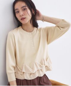 OPAQUE.CLIP / オペーク ドット クリップ ニット・セーター | 裾フリルヘンリーネックニット【洗濯機OK】