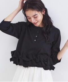 OPAQUE.CLIP / オペーク ドット クリップ ニット・セーター | 裾フリルヘンリーネックニット【洗濯機OK】