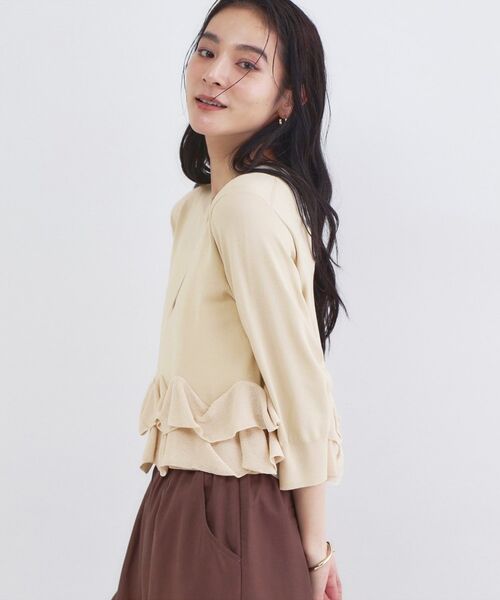 OPAQUE.CLIP / オペーク ドット クリップ ニット・セーター | 裾フリルヘンリーネックニット【洗濯機OK】 | 詳細1