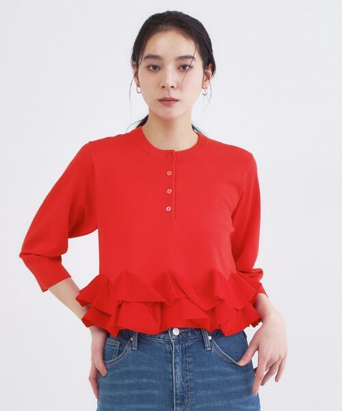 OPAQUE.CLIP / オペーク ドット クリップ ニット・セーター | 裾フリルヘンリーネックニット【洗濯機OK】 | 詳細13