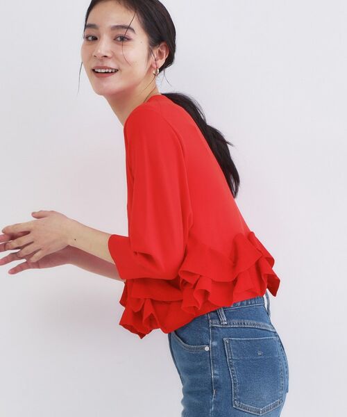 OPAQUE.CLIP / オペーク ドット クリップ ニット・セーター | 裾フリルヘンリーネックニット【洗濯機OK】 | 詳細9