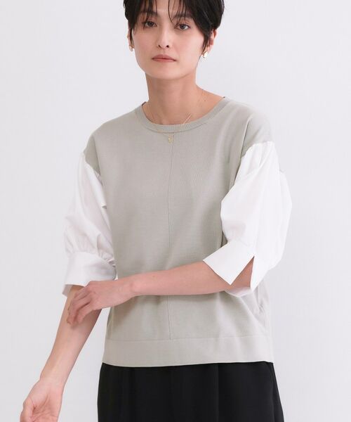 OPAQUE.CLIP / オペーク ドット クリップ ニット・セーター | ボリュームスリーブドッキングニット(グレー(512))