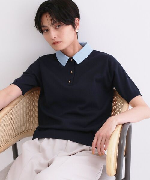 OPAQUE.CLIP / オペーク ドット クリップ ニット・セーター | 2WAY衿付きニット【洗濯機OK】(ネイビー(094))