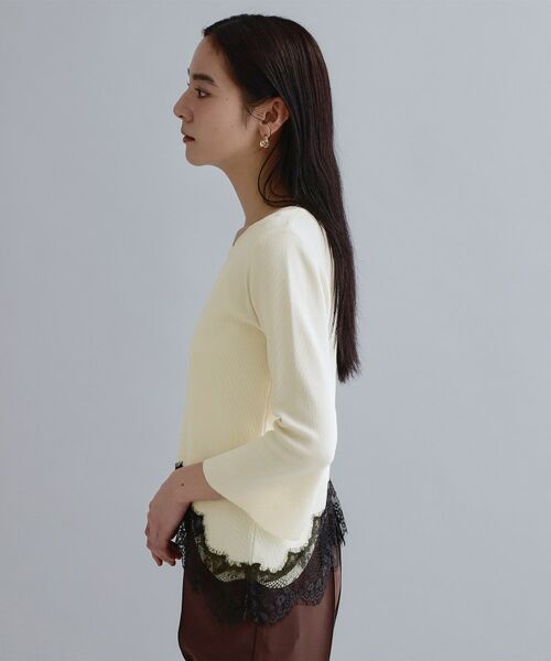 OPAQUE.CLIP / オペーク ドット クリップ ニット・セーター | 【es】裾イレギュラーヘムレースニット【洗濯機OK】 | 詳細10