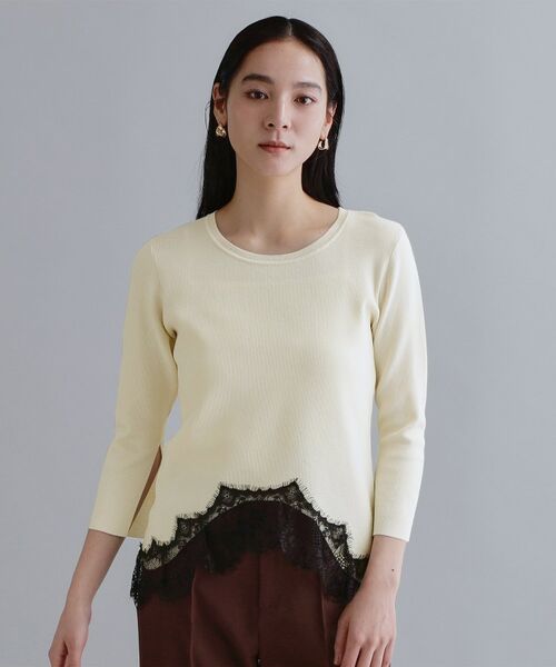 OPAQUE.CLIP / オペーク ドット クリップ ニット・セーター | 【es】裾イレギュラーヘムレースニット【洗濯機OK】 | 詳細9