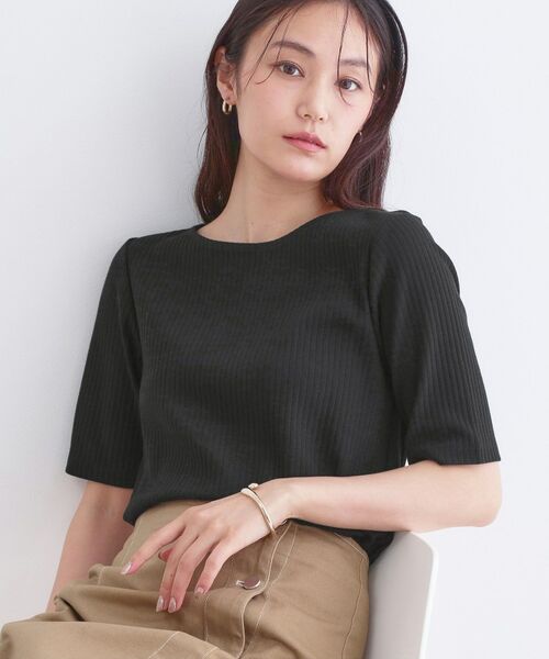 OPAQUE.CLIP / オペーク ドット クリップ カットソー | ベーシックリブボートネックカットソー【洗濯機OK】（ブラック(019)）
