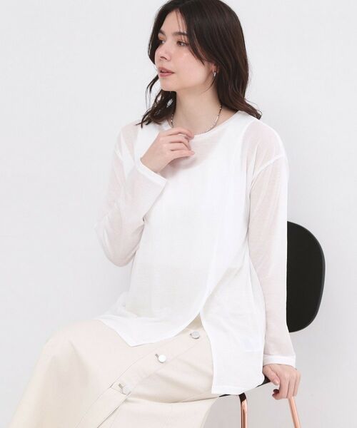 OPAQUE.CLIP / オペーク ドット クリップ カットソー | シアースリットカットソー【洗濯機OK】（ホワイト(001)）