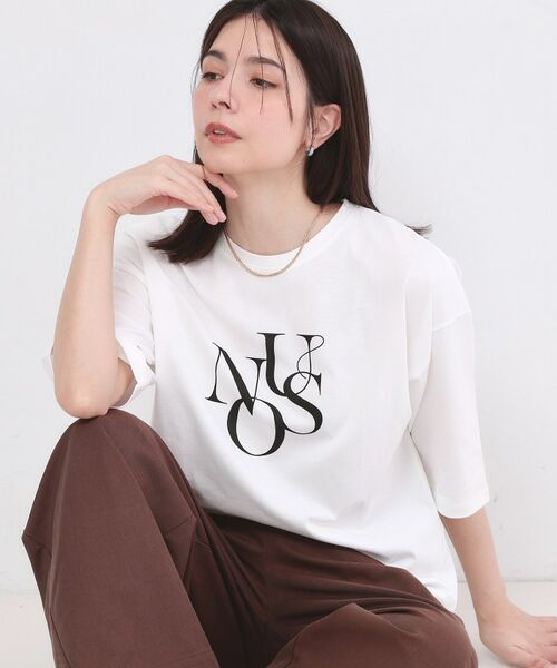 OPAQUE.CLIP / オペーク ドット クリップ Tシャツ | リラクシーロゴプリントTシャツ【洗濯機OK】（ホワイト(001)）