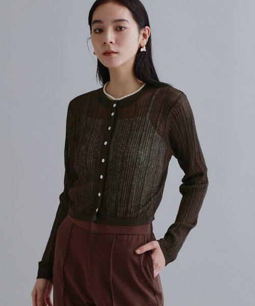 OPAQUE.CLIP / オペーク ドット クリップ カーディガン・ボレロ | 【es】シアーランダムリブニットカーディガン【洗濯機OK／抗ピル】 | 詳細1