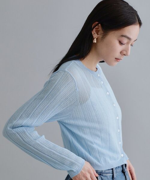 OPAQUE.CLIP / オペーク ドット クリップ カーディガン・ボレロ | 【es】シアーランダムリブニットカーディガン【洗濯機OK／抗ピル】 | 詳細5