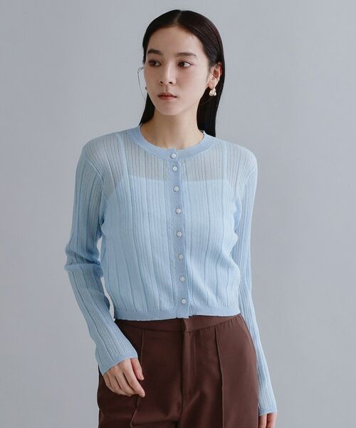 OPAQUE.CLIP / オペーク ドット クリップ カーディガン・ボレロ | 【es】シアーランダムリブニットカーディガン【洗濯機OK／抗ピル】 | 詳細9