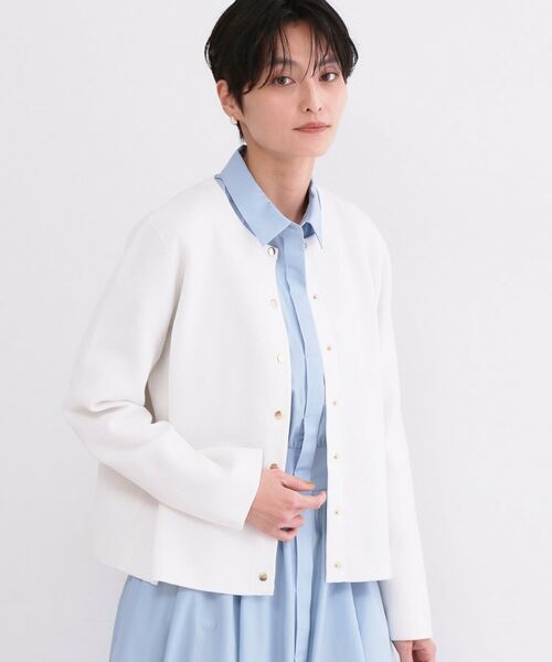 OPAQUE.CLIP / オペーク ドット クリップ カーディガン・ボレロ | スナップボタンニットカーディガン【洗濯機OK/抗ピル】（ホワイト(001)）