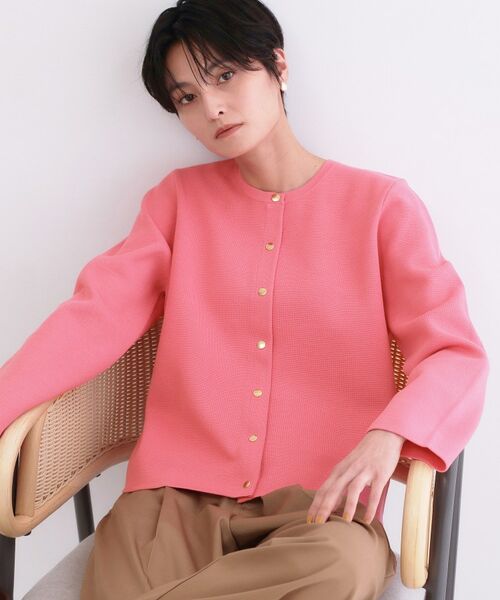 OPAQUE.CLIP / オペーク ドット クリップ カーディガン・ボレロ | スナップボタンニットカーディガン【洗濯機OK/抗ピル】（ピンク(072)）