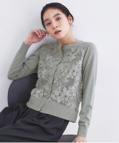 チュールレースニットカーディガン【洗える】