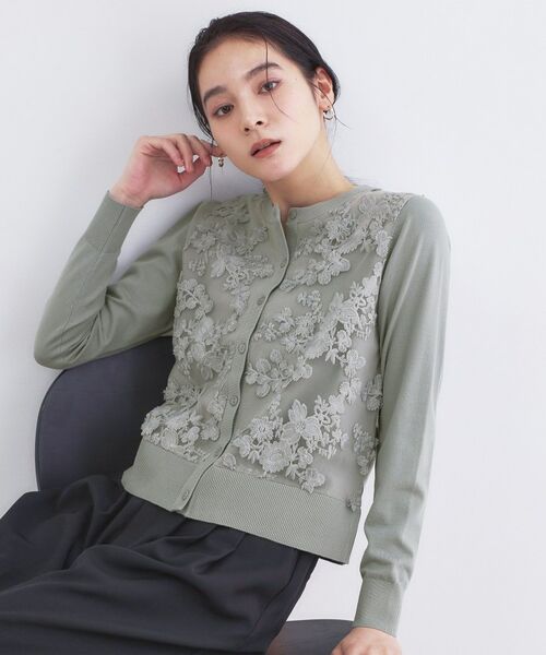 OPAQUE.CLIP / オペーク ドット クリップ カーディガン・ボレロ | チュールレースニットカーディガン【洗える】（グレー(012)）