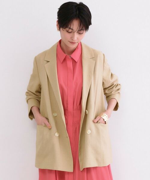 OPAQUE.CLIP / オペーク ドット クリップ テーラードジャケット | ダブルブレストジャケット【洗える/UVケア/防シワ加工/接触冷感】（ベージュ(052)）