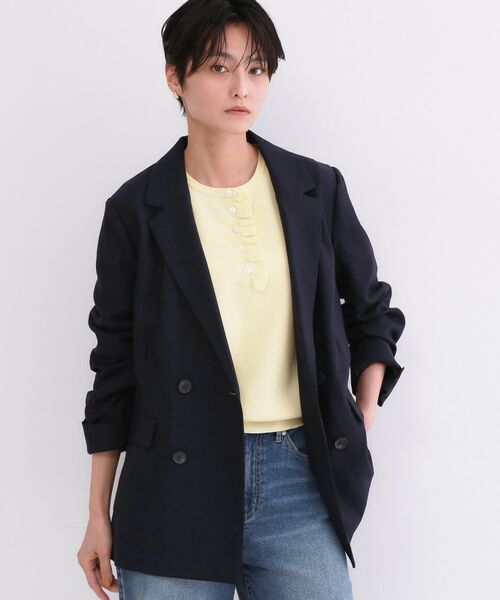 OPAQUE.CLIP / オペーク ドット クリップ テーラードジャケット | ダブルブレストジャケット【洗える/UVケア/防シワ加工/接触冷感】（ネイビー(094)）