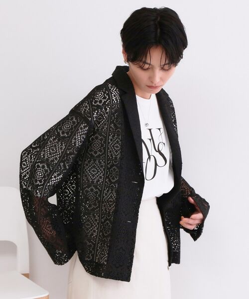 OPAQUE.CLIP / オペーク ドット クリップ テーラードジャケット | レーステーラードジャケット【洗濯機OK】（ブラック(019)）