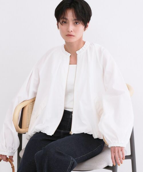 OPAQUE.CLIP / オペーク ドット クリップ レザーブルゾン・ジャケット | 撥水 裾バルーンブルゾン【洗濯機OK】（ホワイト(001)）